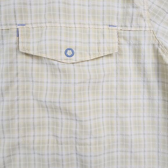 Woolrich Shirt Mens XL Yellow Plaid Seersucker Snap Front Button Hiking Pocket - Picture 11 of 16